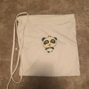 SHEIN White Drawstring Kids Panda Print Bag